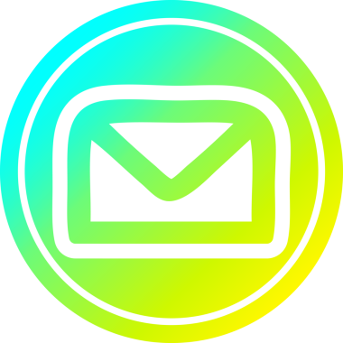 Zarf harfi dairesel simgesi, bir insan tarafından çizilen havalı gradyan bitiş