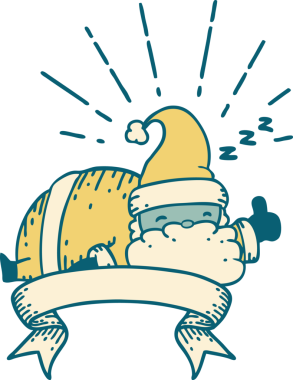 Dövme stili Noel Baba karakterli parşömen bir insan tarafından çizilmiş.