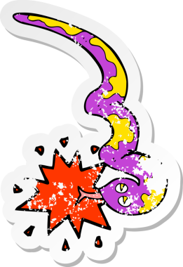 Bir insan tarafından çizilen zehirli yılan çizgi filminin gerilimli yapıştırması.