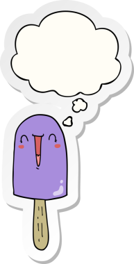 çizgi film mutlu buz lolipop düşünce balonu bir insan tarafından çizilmiş çıkartma