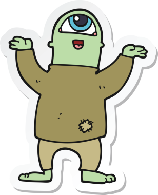 Bir insan tarafından çizilmiş cadılar bayramı canavarının çıkartması.