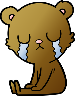 Bir insan tarafından çizilmiş ağlayan ayı karikatürü.