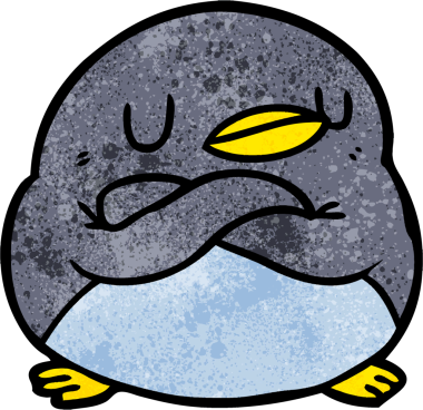 Bir insan tarafından çizilmiş çapraz kollu penguen.