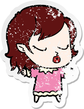 Bir insan tarafından çizilmiş şirin bir vampir kızın sıkıntılı çıkartması.