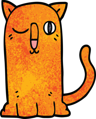 Bir insan tarafından çizilmiş komik bir kedi.