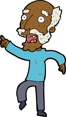 Çizgi film bir insan tarafından çizilmiş korkmuş yaşlı bir adam.