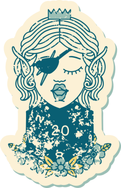 Retro Dövme Tarzı Bir insan tarafından çizilmiş doğal yirmilik zarlı düzenbaz karakter