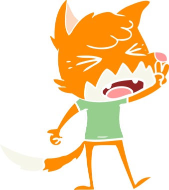 bir insan tarafından çizilmiş kızgın düz renkli tilki çizimi