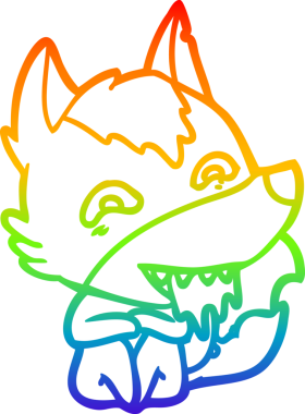 Gökkuşağı gradyan çizgisi insan tarafından çizilmiş aç bir kurt çizgi.