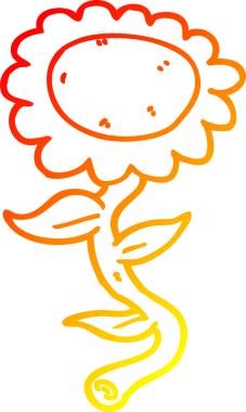 Bir insan tarafından çizilmiş bir ayçiçeğinin sıcak çizgi çizimi