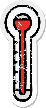 Bir insan tarafından çizilmiş sevimli bir çizgi film termometresinin sıkıntılı yapıştırması.