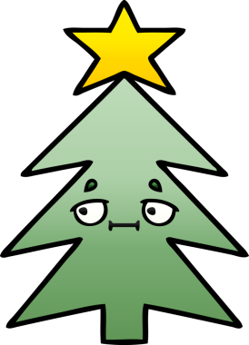 Bir insan tarafından çizilmiş bir noel ağacının gölgeli karikatürü.