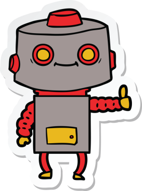 Bir insan tarafından çizilmiş robot karikatür çıkartması.