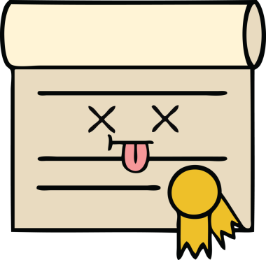 Bir insan tarafından çizilmiş şirin bir sertifika karikatürü.