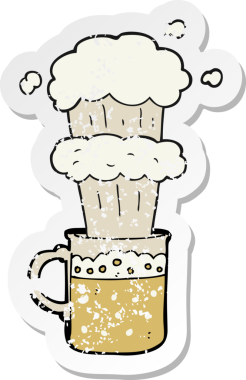 Bir insan tarafından çizilmiş karikatür birasının gerilimli yapıştırması.