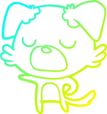 Bir insan tarafından çizilen çizgi film köpeğinin soğuk gradyan çizgisi.