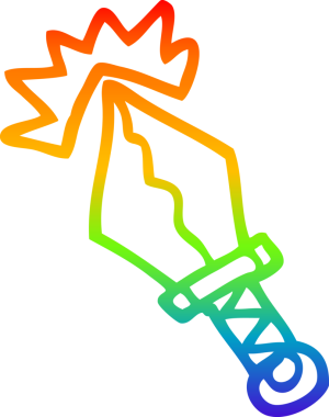 Gökkuşağı gradyan çizgi çizimi Bir insan tarafından çizilmiş küçük sihirli hançer