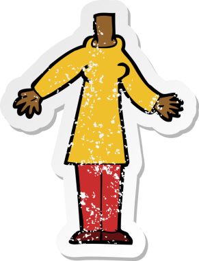 Bir insan tarafından çizilmiş bir karikatürün gerilimli çıkartması.