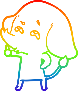 gökkuşağı gradyan çizimi bir insan tarafından çizilmiş bir fil karikatürü