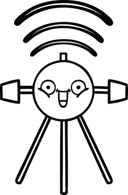 Bir insan tarafından çizilmiş bir uydu karikatürü.