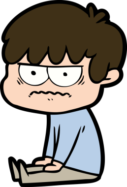 Bir insan tarafından çizilmiş sinirli çizgi film çocuğu.