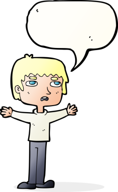 Bir insan tarafından çizilmiş konuşma balonlu sinirli bir adam.