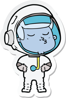 Bir insan tarafından çizilmiş kendine güvenen bir astronotun çıkartması.