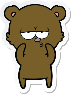 Bir insan tarafından çizilmiş sıkılmış bir ayı çizgi filminin çıkartması.