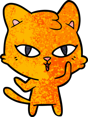 Bir insan tarafından çizilmiş çizgi film kedisi.