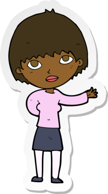 Bir insan tarafından çizilmiş bir karikatür kadının çıkartması.