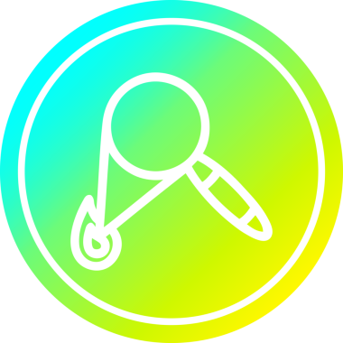 Büyüteç yanan dairesel simge ve soğuk gradyan bir insan tarafından çizilmiş.