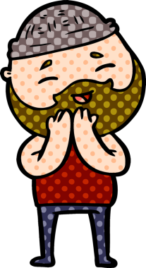 Bir insan tarafından çizilmiş mutlu sakallı bir adam.