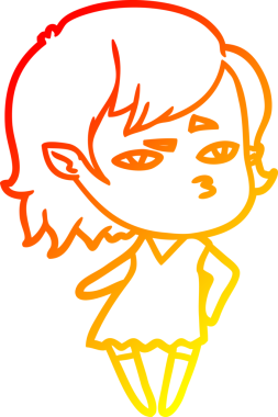 Bir insan tarafından çizilmiş bir vampir kız çizgi çizimi.