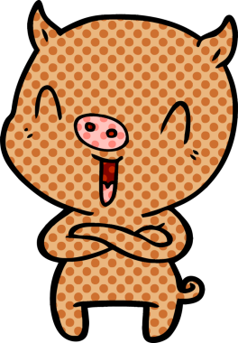 Bir insan tarafından çizilmiş mutlu çizgi film domuzu.