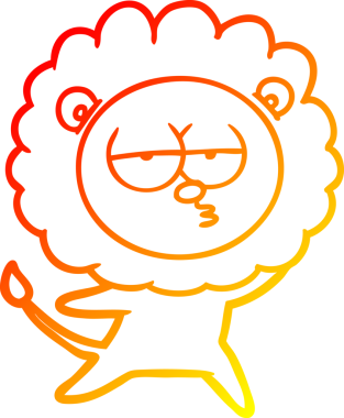 Bir insan tarafından çizilen ve canı sıkılan bir aslanın sıcak çizgi çizimi