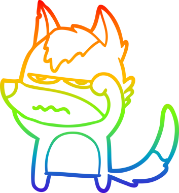 Gökkuşağı gradyan çizgi çizimi Bir insan tarafından çizilmiş rahatsız kurt