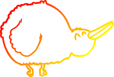 Bir insan tarafından çizilmiş bir kivi kuşunun sıcak çizgi çizimi