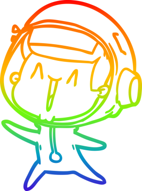 Mutlu bir astronotun çizdiği gökkuşağı gradyanı bir insan tarafından çizilmiş.