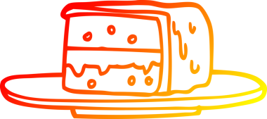 Bir insan tarafından çizilmiş bir pasta diliminin sıcak çizgi çizimi