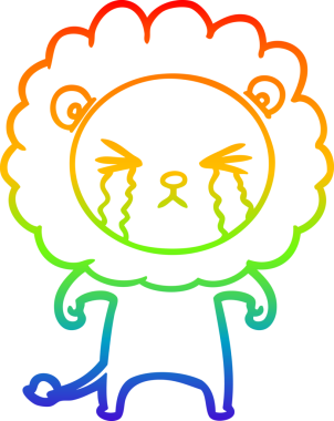 Bir insan tarafından çizilmiş ağlayan bir aslanın çizgi çizimi.