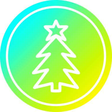 Bir insan tarafından çizilmiş havalı gradyan bir ikona sahip Noel ağacı dairesel simgesi