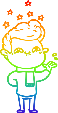 Gökkuşağı gradyanı çizimi bir insan tarafından çizilmiş heyecanlı bir çizgi film