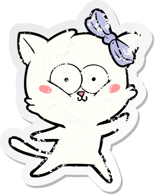 Bir insan tarafından çizilmiş karikatür bir kedinin sıkıntılı çıkartması.