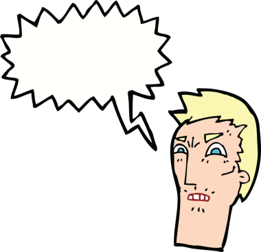 bir insan tarafından çizilmiş konuşma baloncuklu kızgın bir yüz.