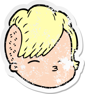 Bir insan tarafından çizilmiş karikatür kadın yüzü.