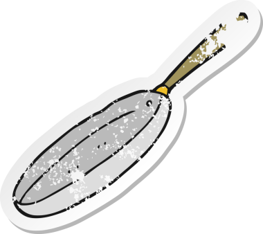 Bir insan tarafından çizilmiş karikatür kızartma tavasının gerilimli yapıştırması.