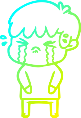 Bir insan tarafından çizilmiş ağlayan çizgi film çocuğu çizimi.