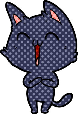 Bir insan tarafından çizilmiş mutlu çizgi film kedisi.