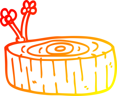 Bir insan tarafından çizilmiş bir ağaç kütüğünün sıcak gradyan çizimi