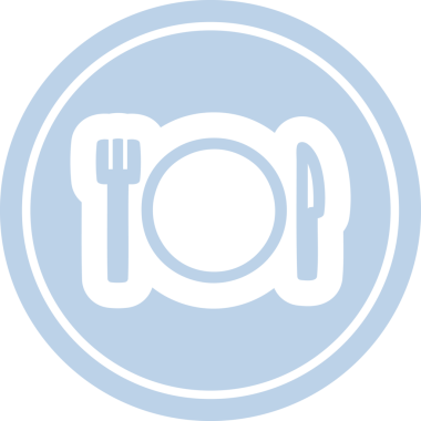 Bıçak çatalı ve bir insan tarafından çizilmiş dairesel simge.